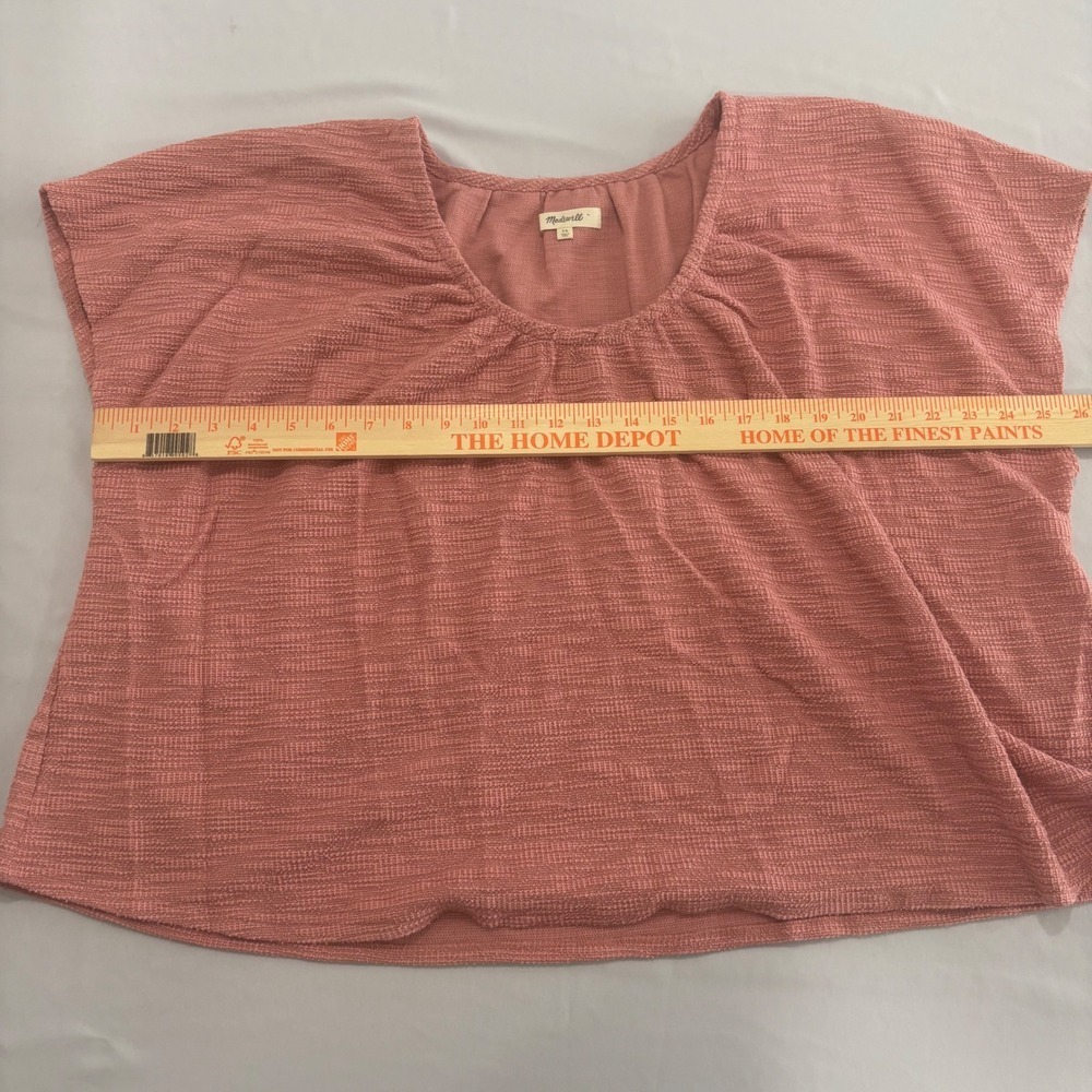 Madewell Pink Textured Gathered Scoop Neck Cap Sleeve Top 3X Plus Size - Picture 6 of 10